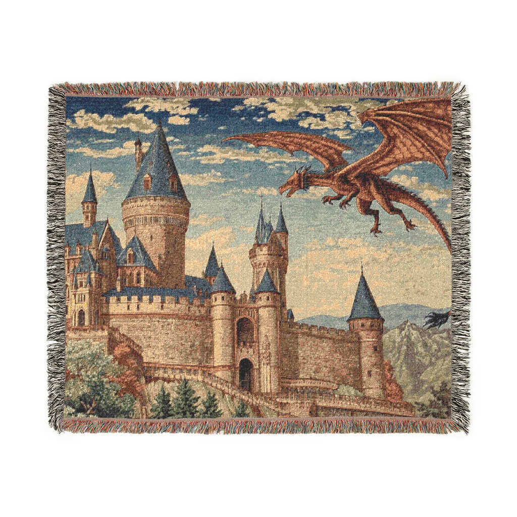 Ember Dragon Castle Woven Blanket