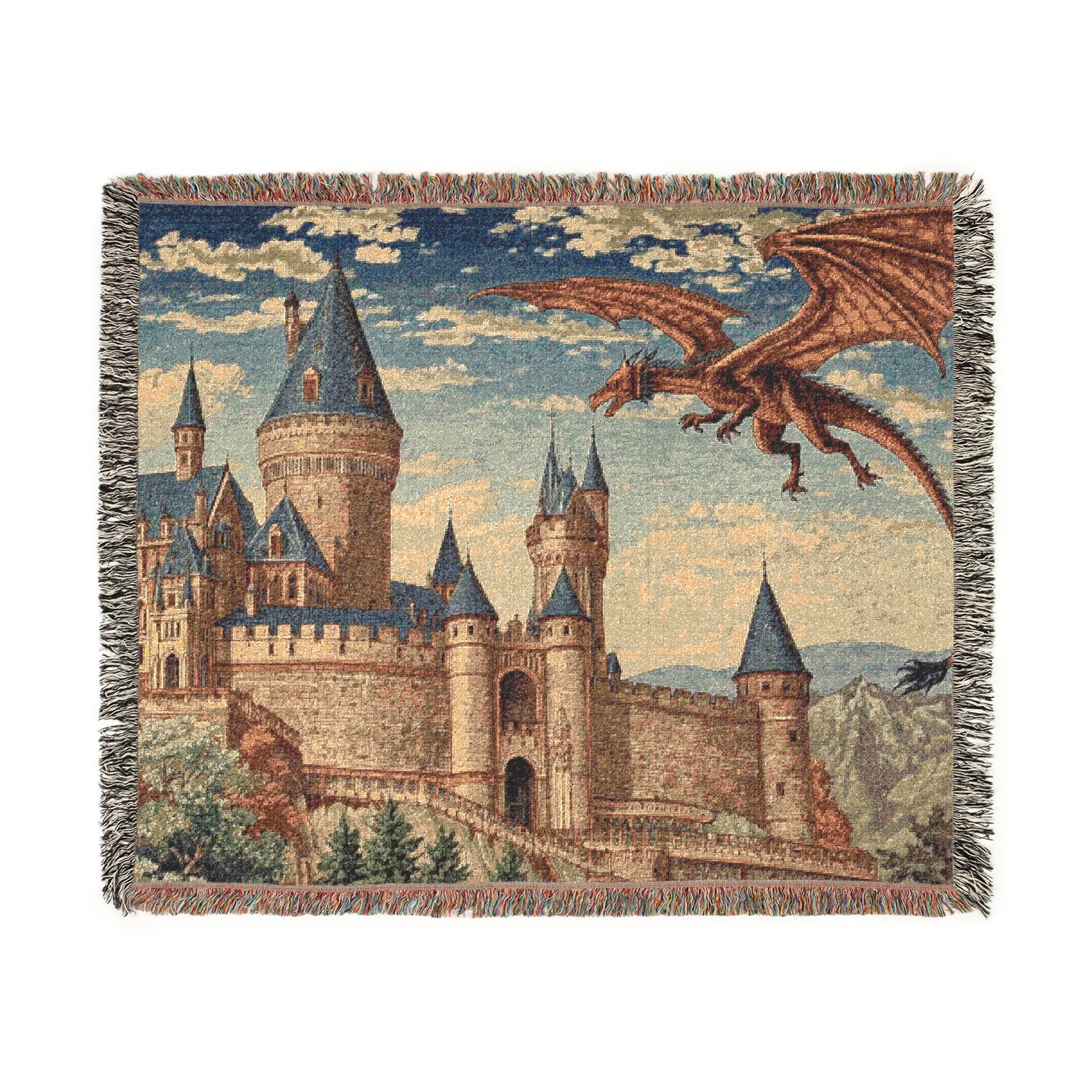 Ember Dragon Castle Woven Blanket