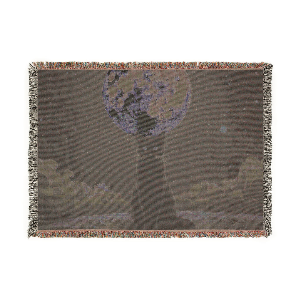 Moonlit Cat Woven Blanket