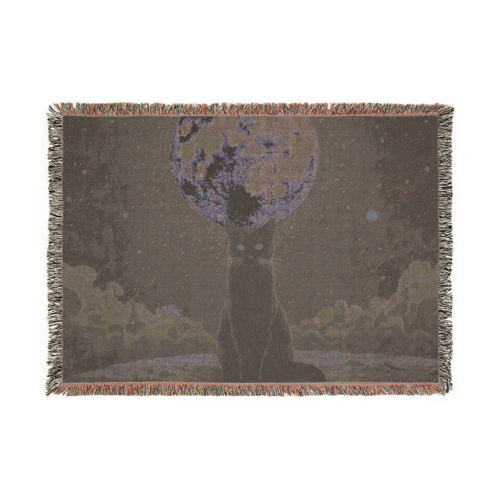 Moonlit Cat Woven Blanket