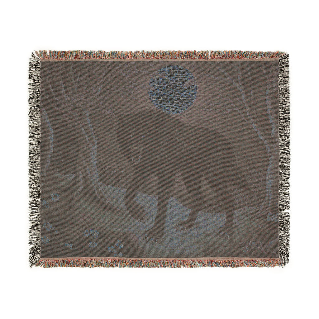 Moonlit Wolf Woven Blanke