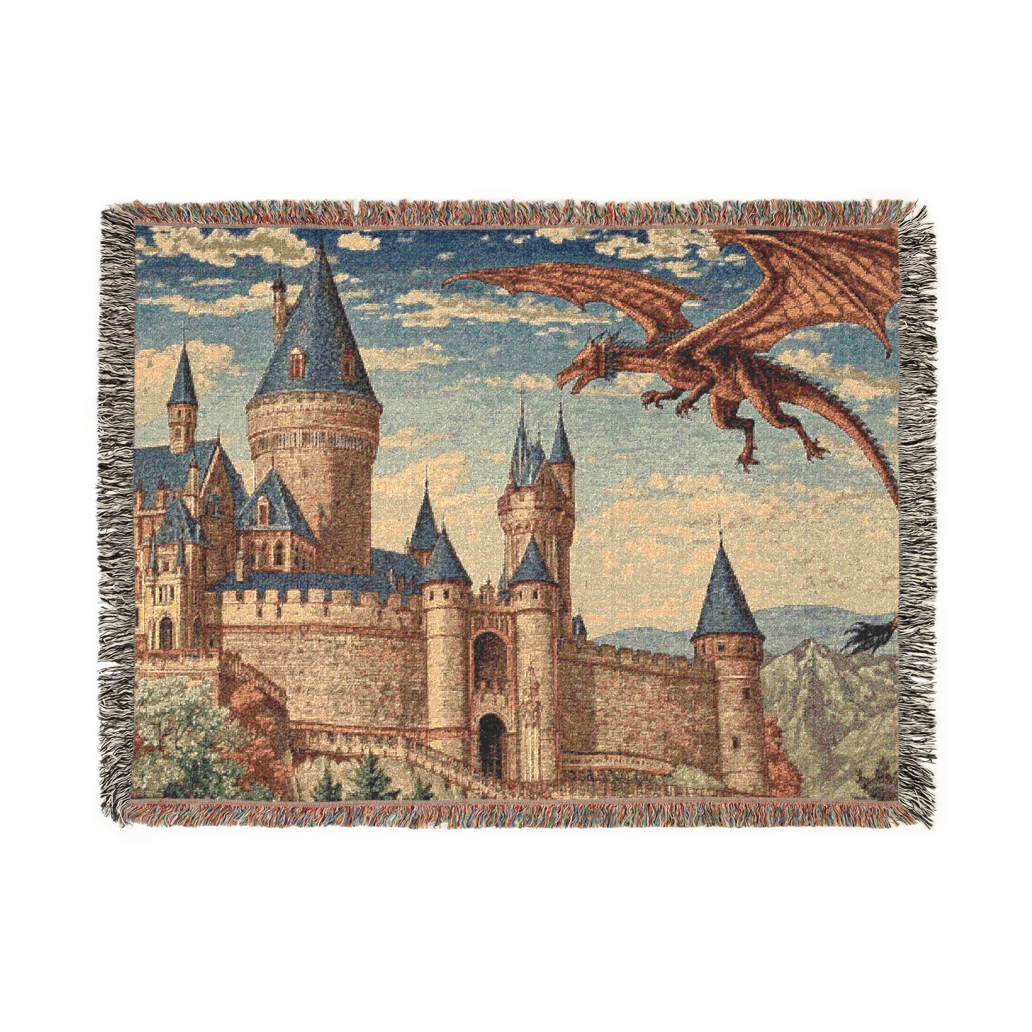 Ember Dragon Castle Woven Blanket