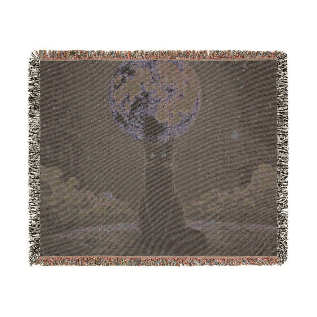 Moonlit Cat Woven Blanket
