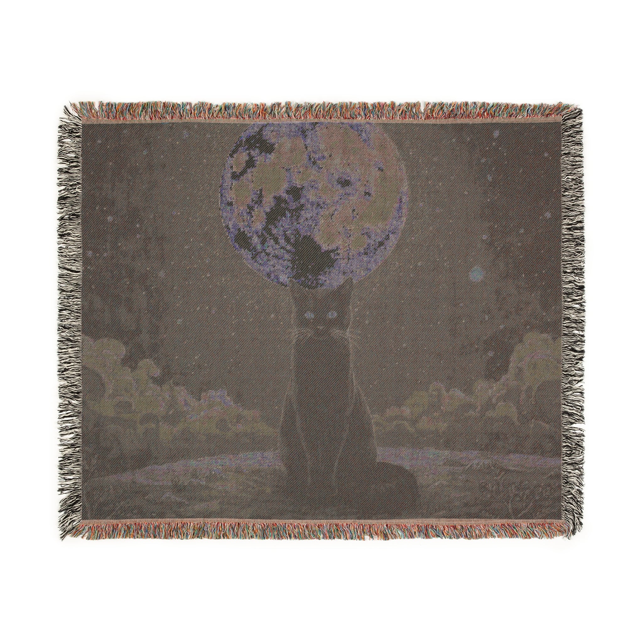 Moonlit Cat Woven Blanket