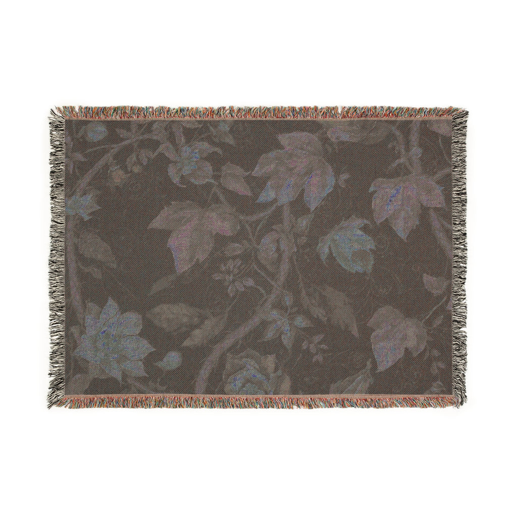 Vintage Dark Botanical Handwoven Blanket