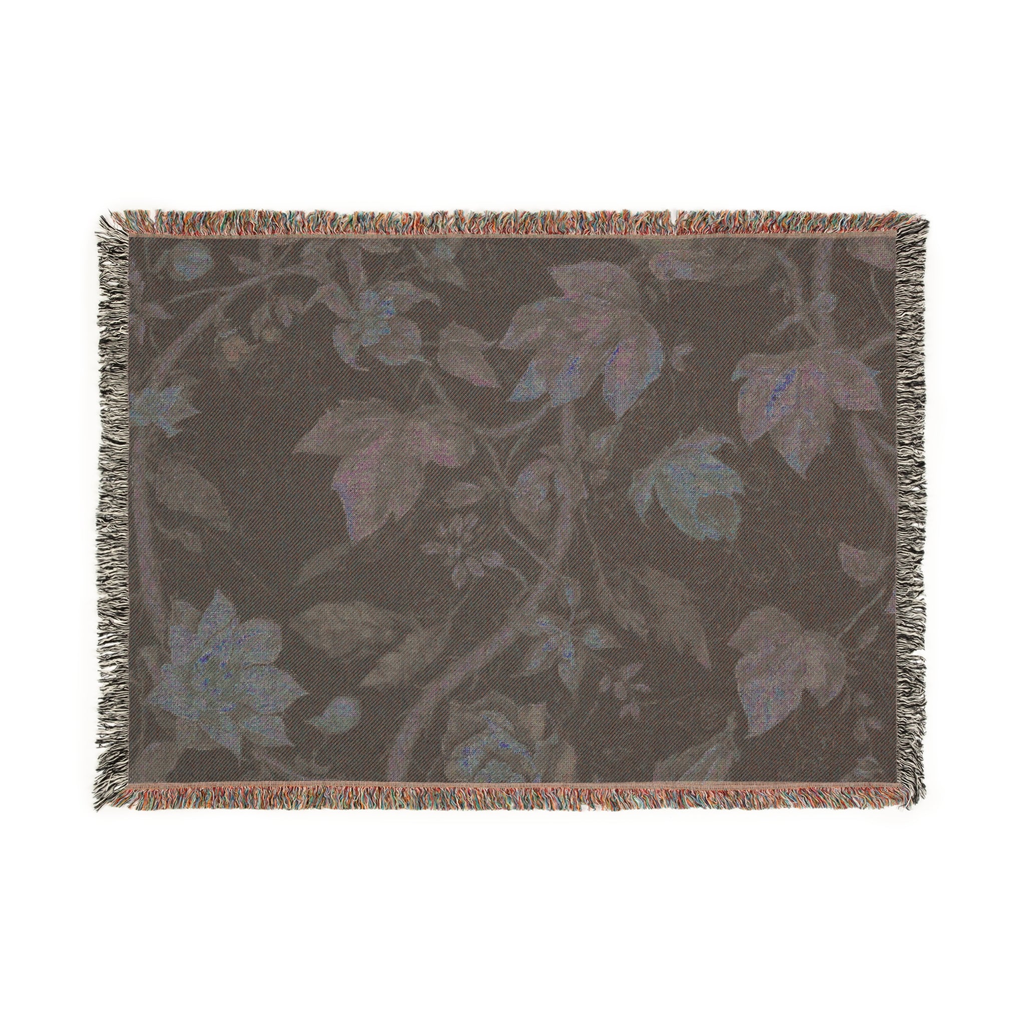 Vintage Dark Botanical Handwoven Blanket