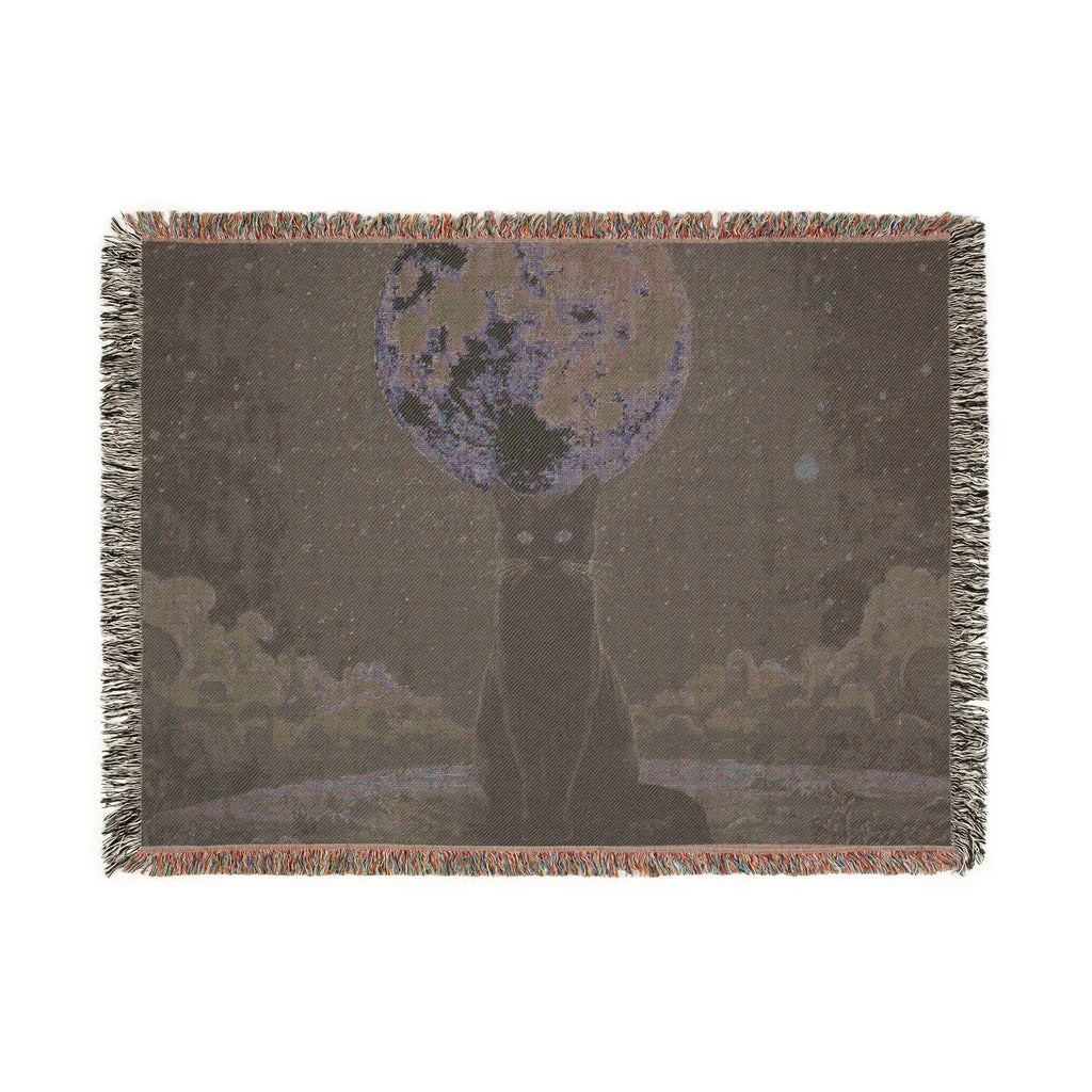 Moonlit Cat Woven Blanket