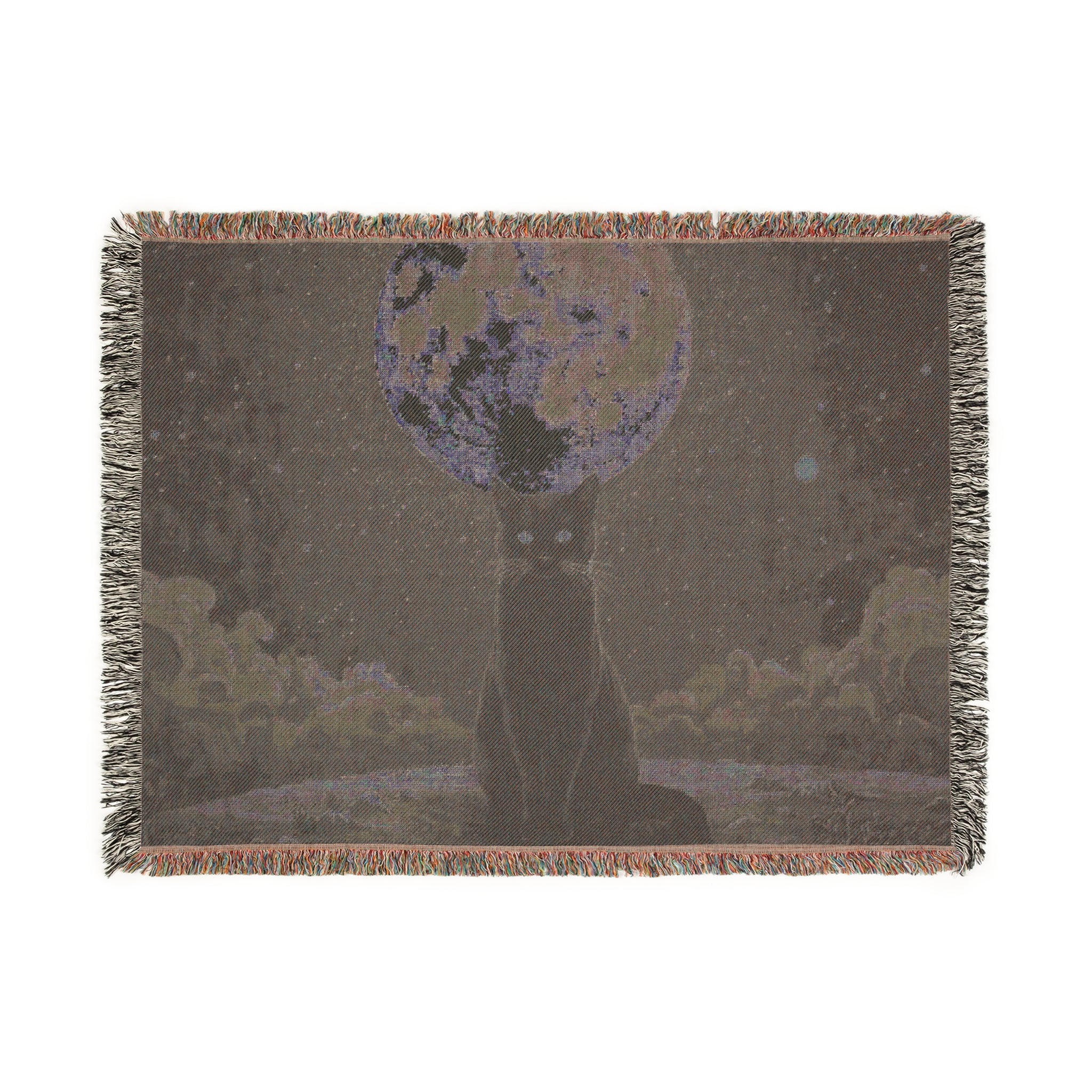 Moonlit Cat Woven Blanket