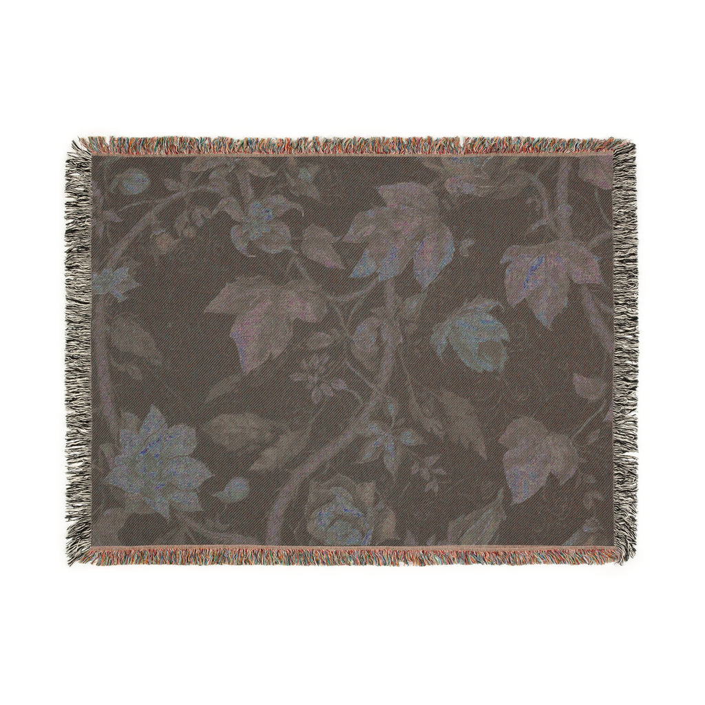 Vintage Dark Botanical Handwoven Blanket