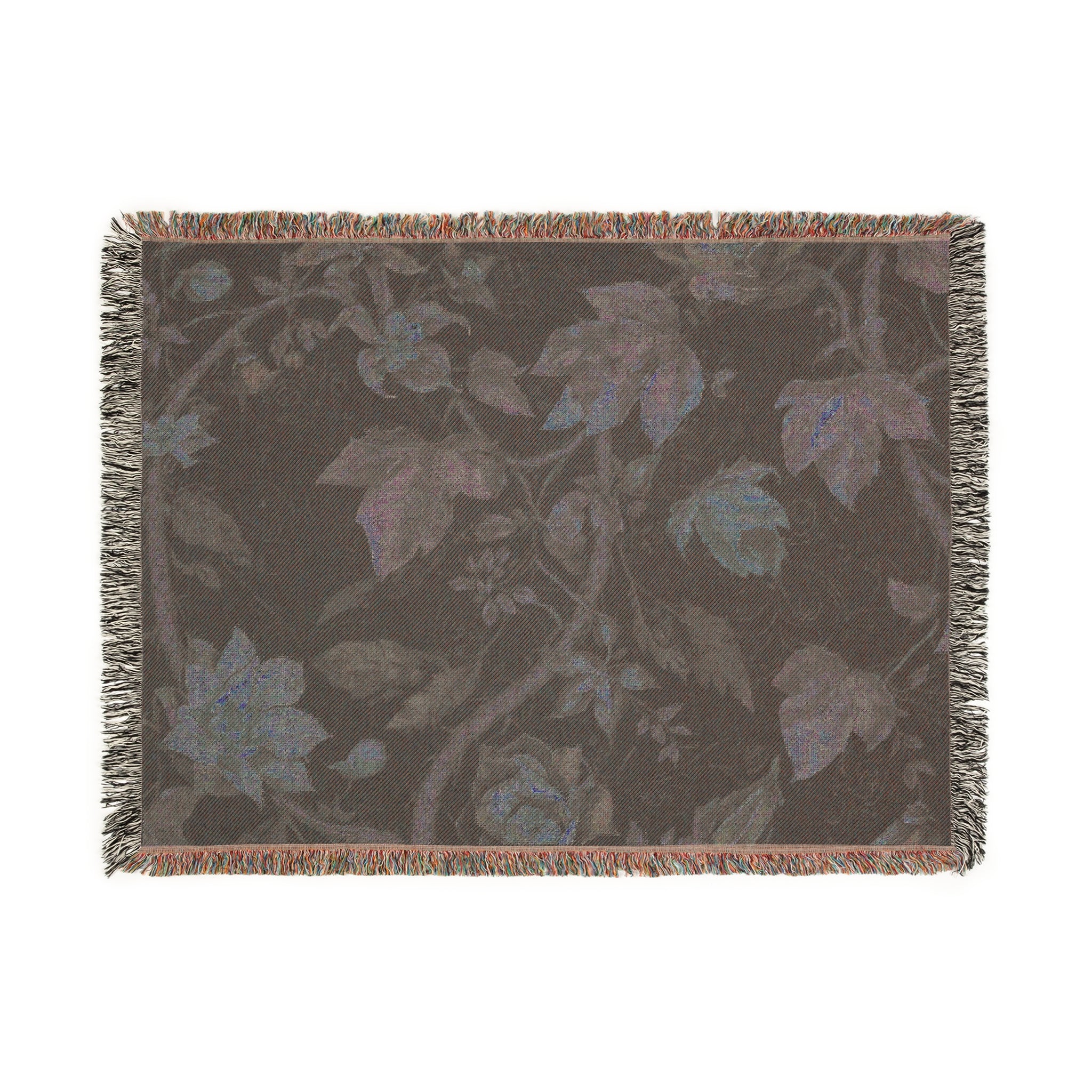 Vintage Dark Botanical Handwoven Blanket