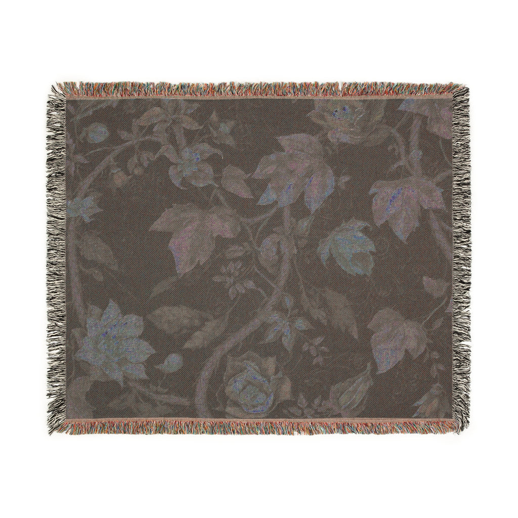 Vintage Dark Botanical Handwoven Blanket