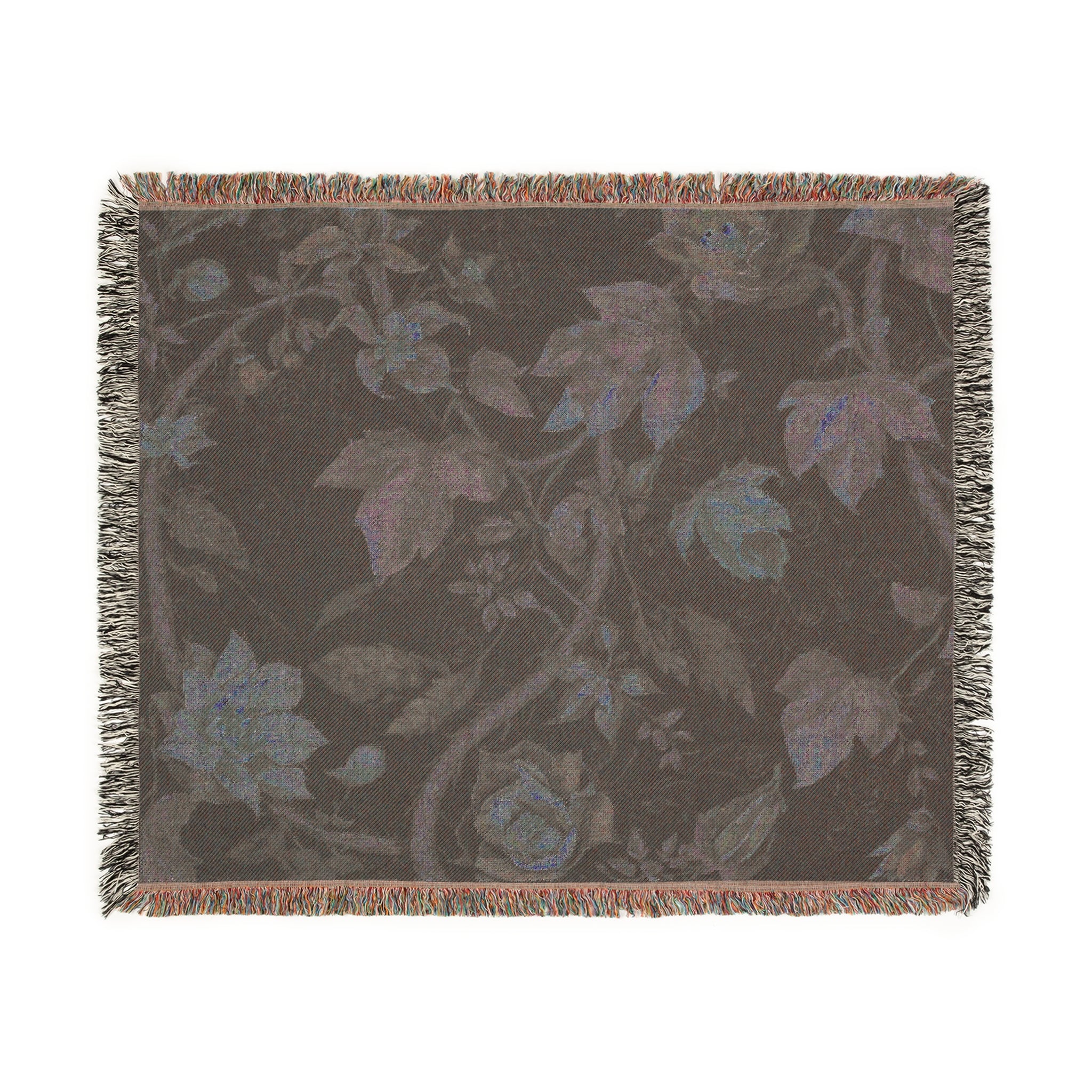 Vintage Dark Botanical Handwoven Blanket