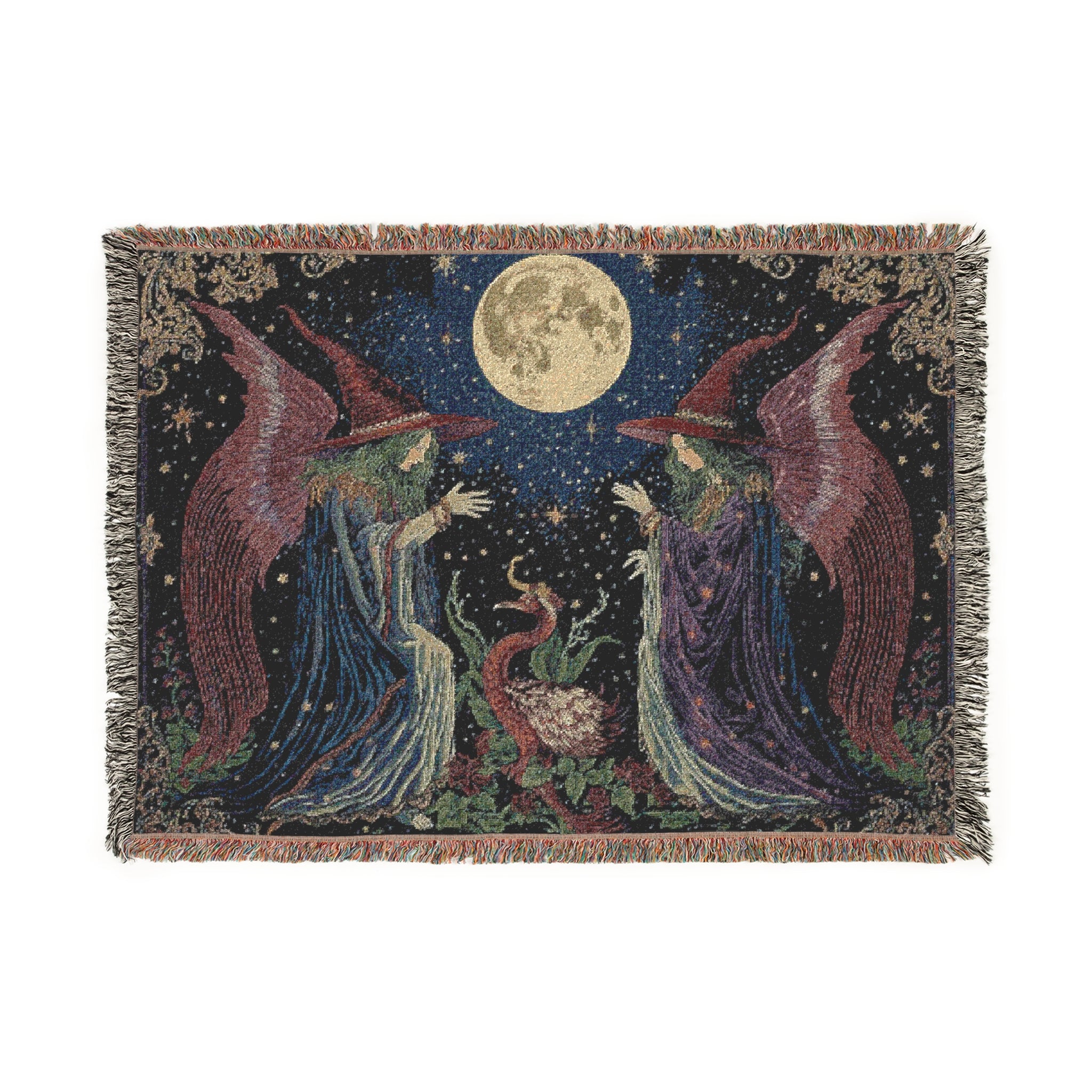 Mystic Moon Phoenix Woven Blanket