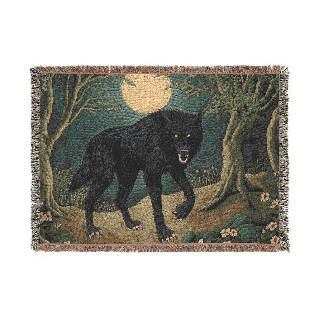 Moonlit Wolf Woven Blanke