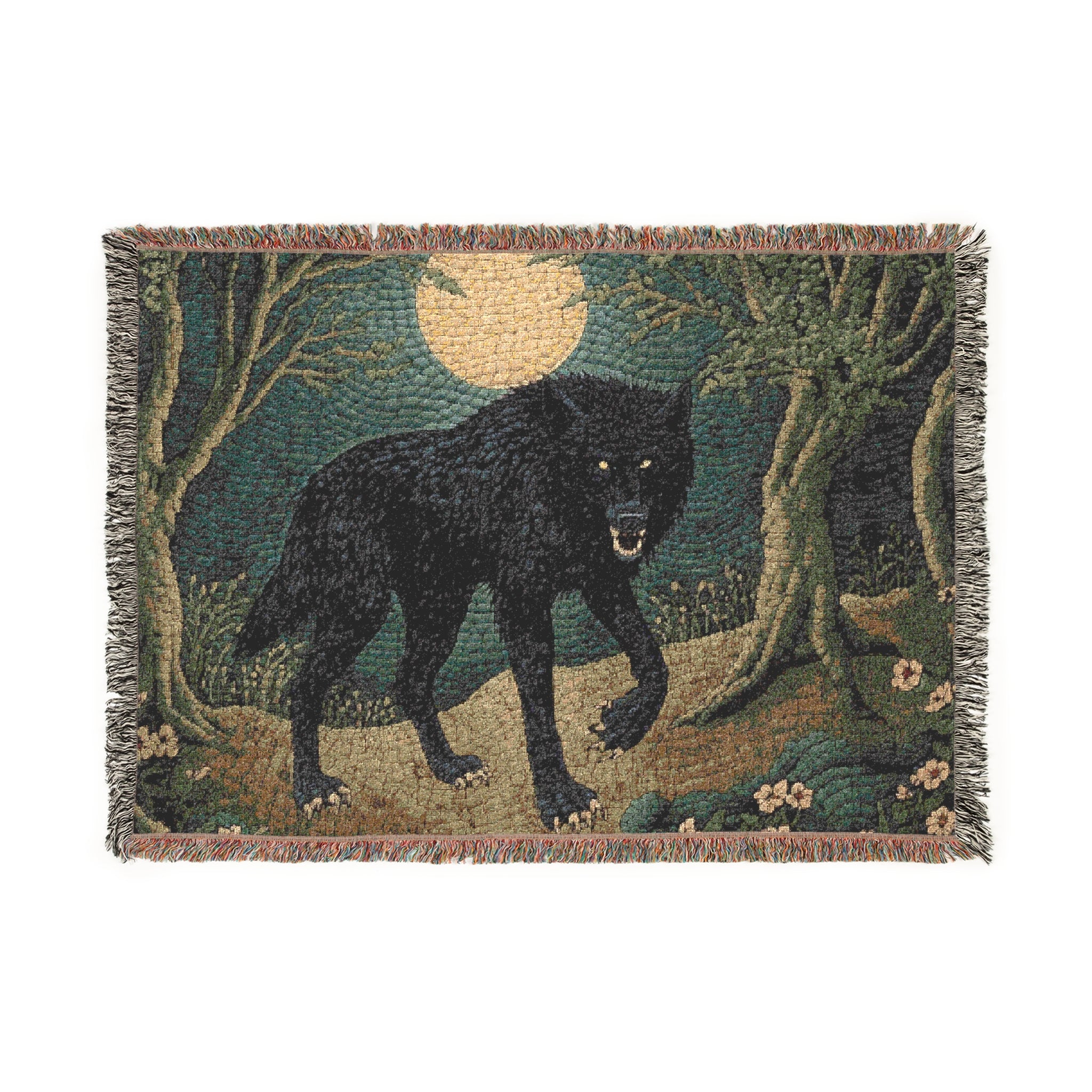Moonlit Wolf Woven Blanke