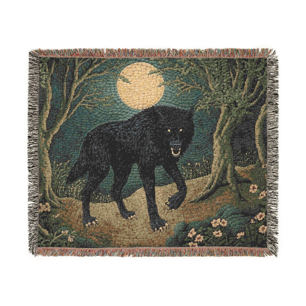 Moonlit Wolf Woven Blanke
